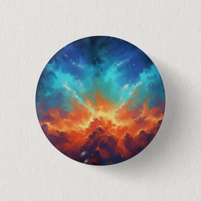 Kosmiskt nebulosa abstrakt galaxrymdskonst knapp (Framsida)