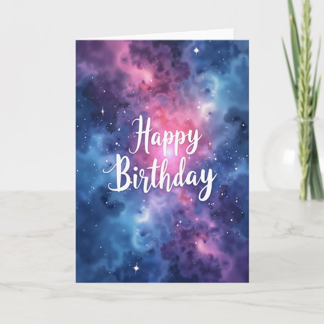 Kosmiskt nebulosa födelsedags kort (Framsida)