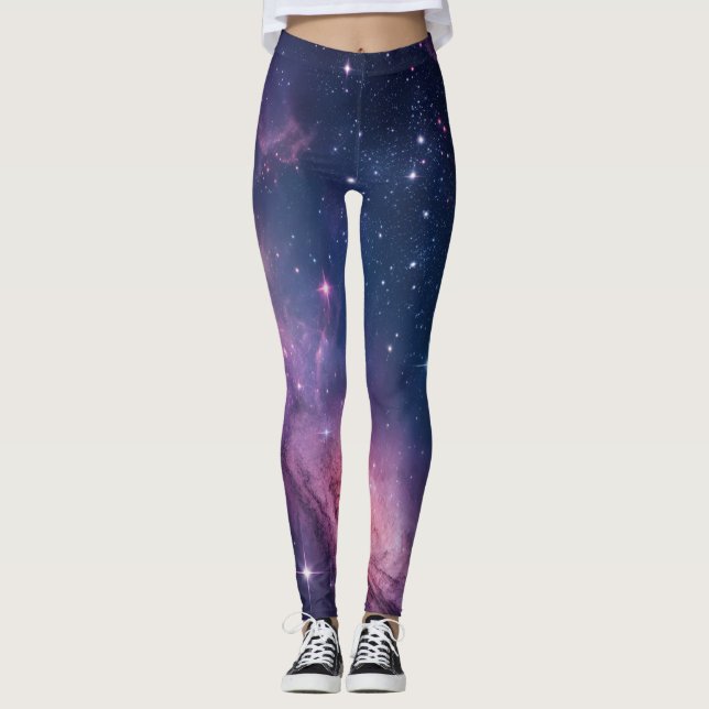 Kosmiskt nebulosa sömlöst mönster för tryck över h leggings (Framsida)
