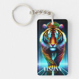 Kosmiskt neon tiger akrylnyckelring - VISHNX Desig Nyckelring