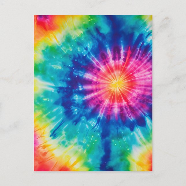 Kosmiskt neonregnbåge tie dye vykort (Framsida)