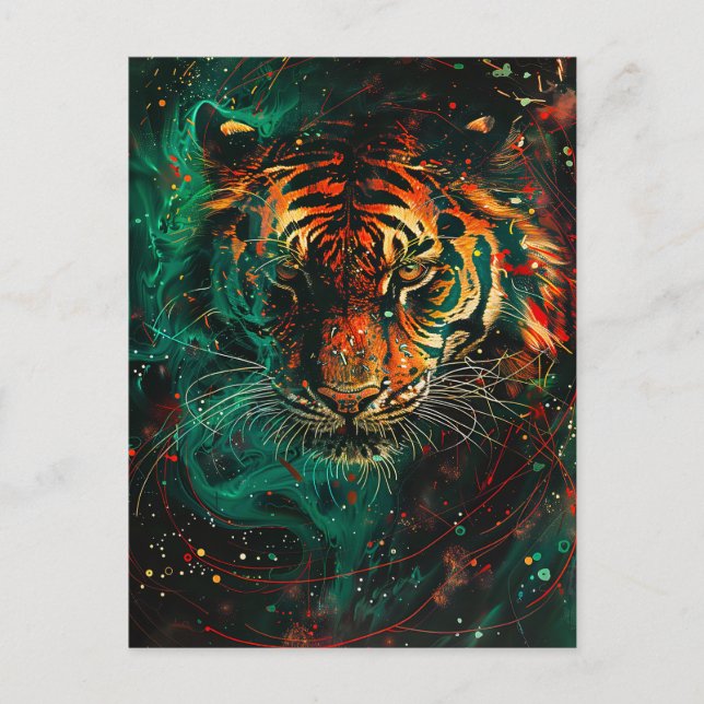 Kosmiskt nylon-Grönt Ljusspår Vykort (Framsida)