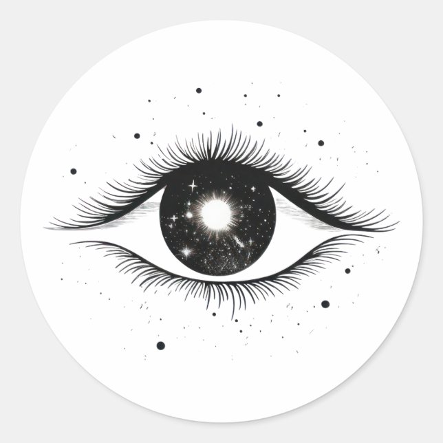 Kosmiskt Öga Runt Klistermärke (Framsida)
