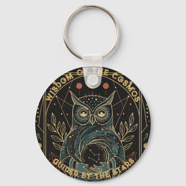 Kosmiskt Oracle Ugglor • Mystisk Celestial  Nyckelring (Framsida)