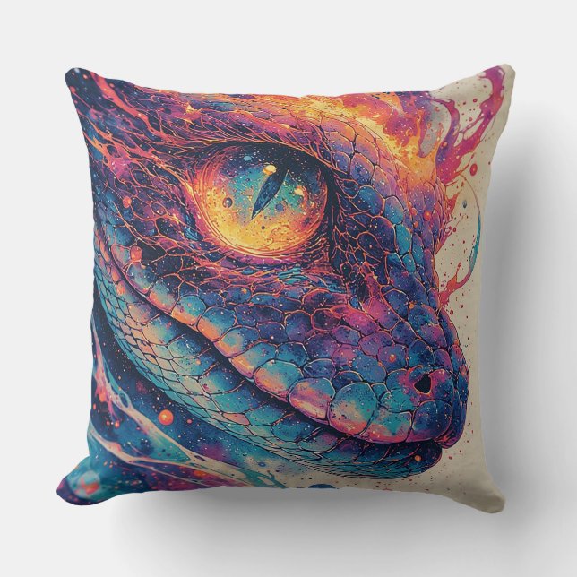 Kosmiskt Orm Lindat I Vibrerande Energidesign 🐍✨ Kudde (Framsida)