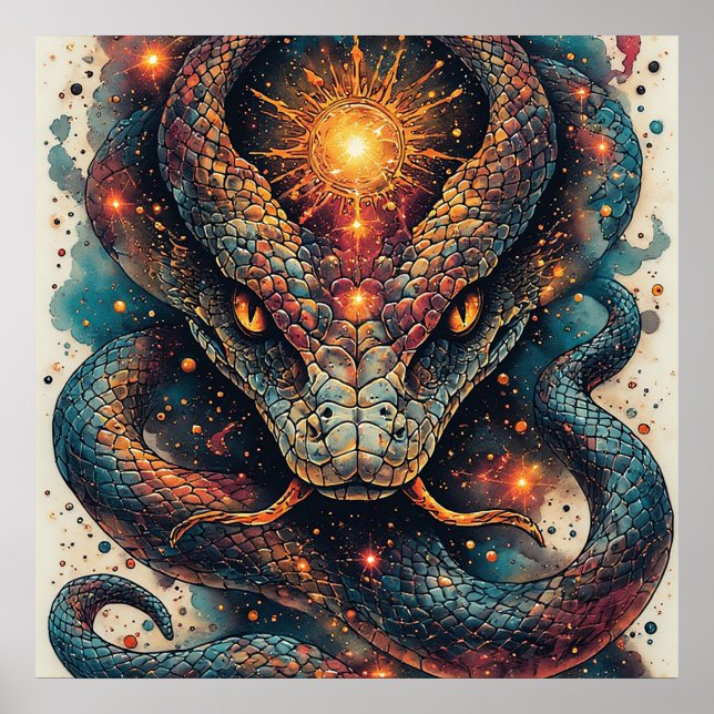 Kosmiskt Orm med Lysande Fjäll Poster (Framsidan)