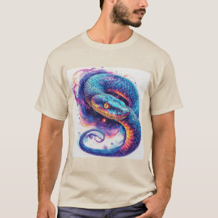 Kosmiskt Orm med Lysande Fjäll T Shirt