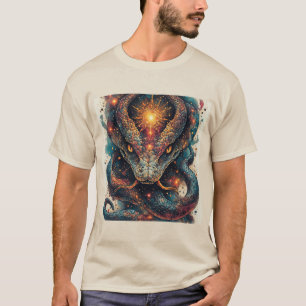 Kosmiskt Orm med Lysande Fjäll T Shirt