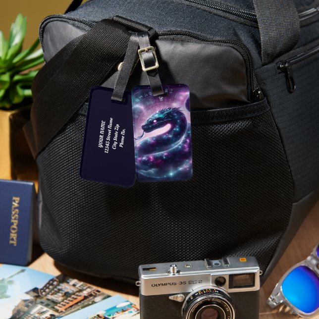 Kosmiskt Orm Zodiak Galax Astrologi Bagagebricka (Fram & Baksida)