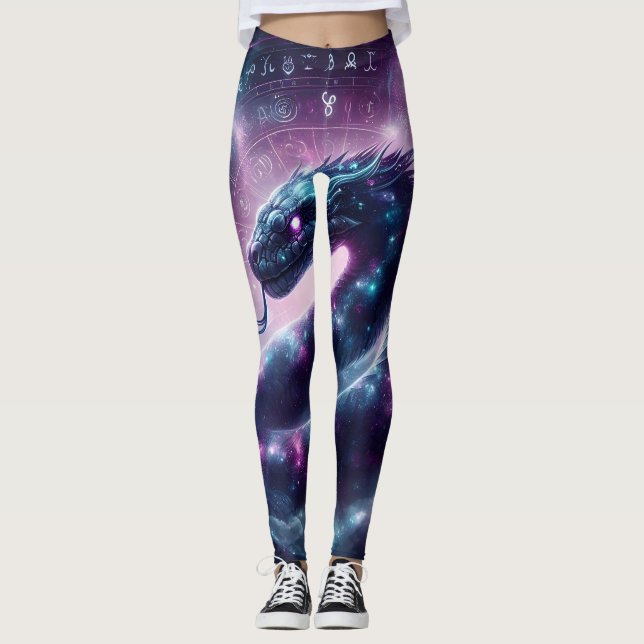Kosmiskt Orm Zodiak Galax Astrologi Leggings (Framsida)