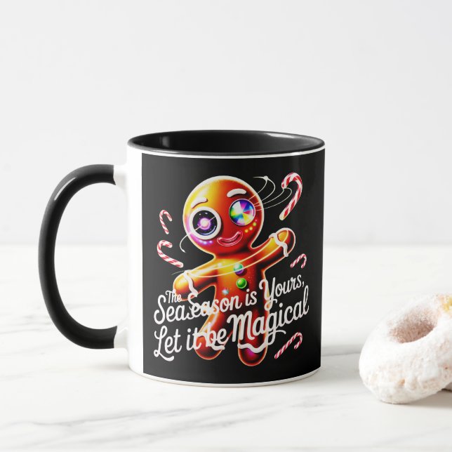 Kosmiskt pepparkaksgubbe Konst Magisk Festlig Jul Mugg (Med munk)