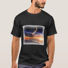 Kosmiskt Planet Horisont Grundläggande Mörk T-Shir T Shirt