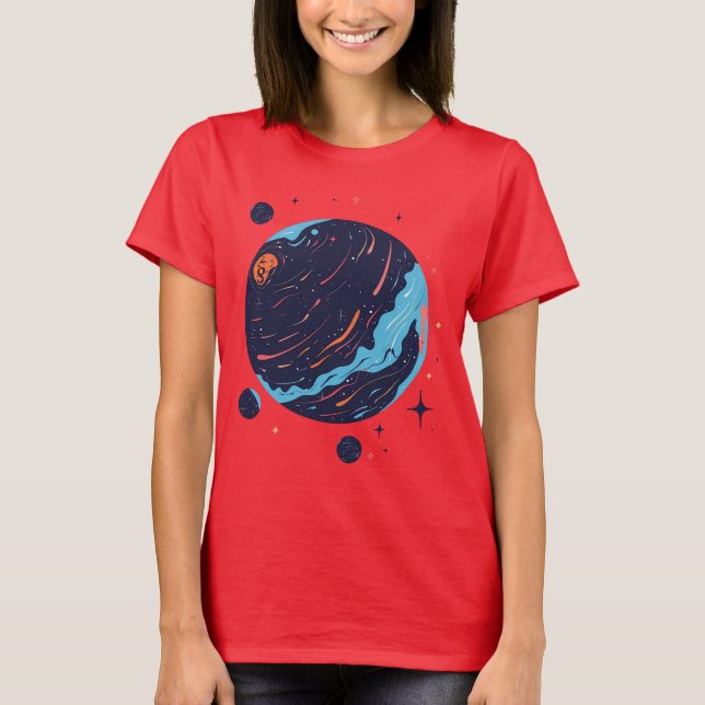 Kosmiskt planet rymd konst t-shirt (Framsida)