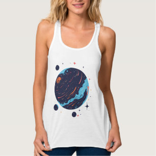 Kosmiskt planet rymd konst t-shirt linne med racerback