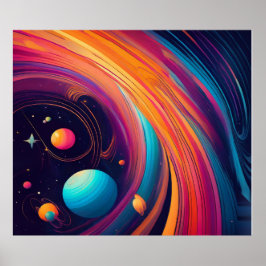 Kosmiskt Planet Sväng Färgstark Abstrakt Konst Poster