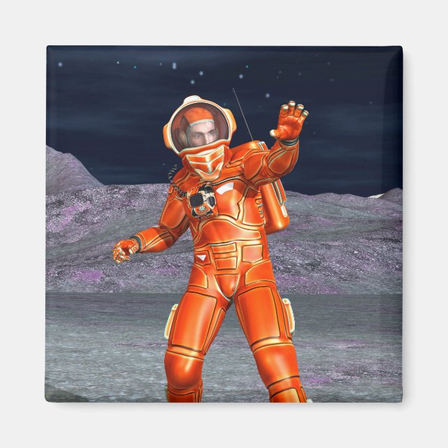 Kosmiskt resenärsurrealistisk planetlandskaps kons magnet (Framsidan)