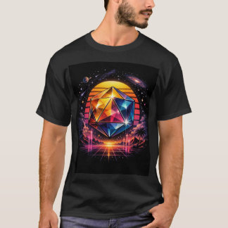 Kosmiskt Retro Futuristiskt Ikosaeder T Shirt