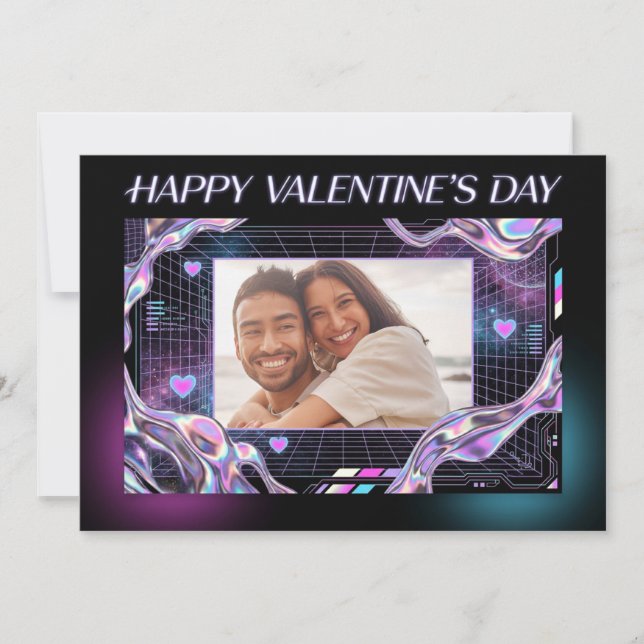 Kosmiskt Romantiskt Digitalt Kärleks Valentine-kor Julkort (Framsida)
