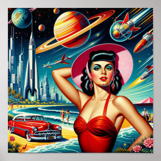 Kosmiskt rymdillustration poster