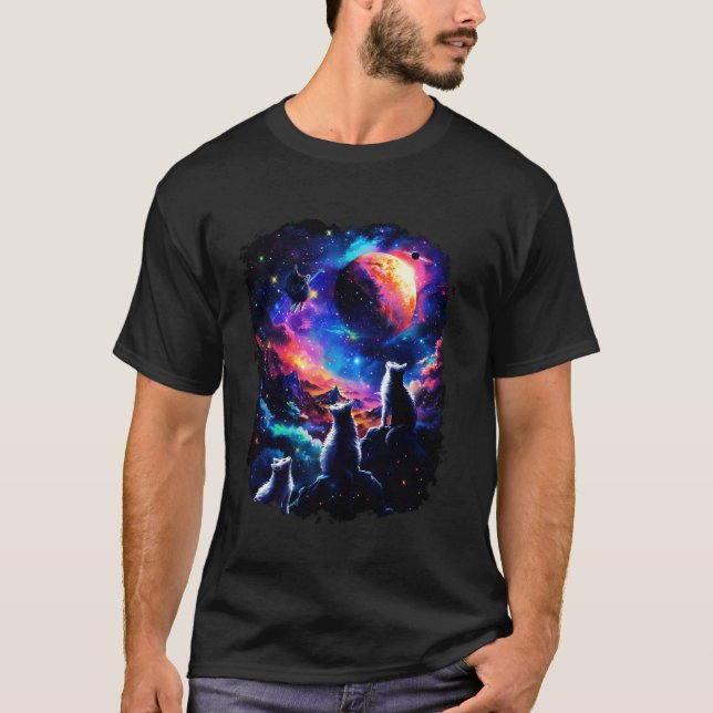 Kosmiskt rymdkatfamilj Katter 6 T Shirt (Framsida)