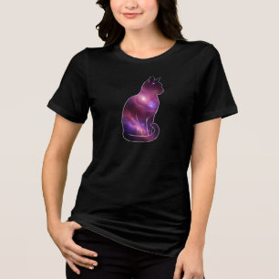 Kosmiskt rymdkattegrafiskt tryck t shirt