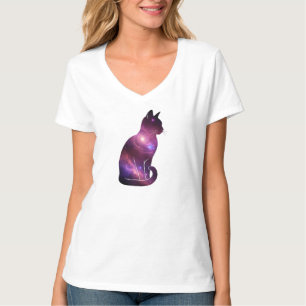 Kosmiskt rymdkattegrafiskt tryck t shirt