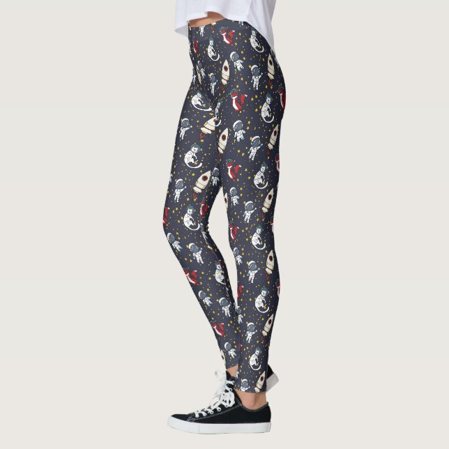 Kosmiskt rymdman räv katt stjärnor mönster leggings (Vänster)