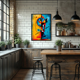 Kosmiskt Samuraj – Modern Abstrakt Geometrisk Vägg Poster