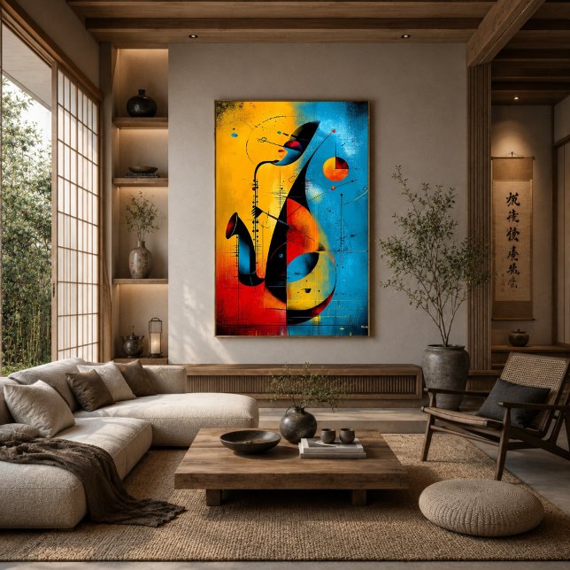 Kosmiskt saxofon – Modern Abstrakt Geometrisk Vägg Poster (Skapare uppladdad)