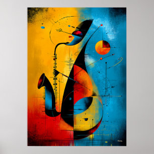 Kosmiskt saxofon – Modern Abstrakt Geometrisk Vägg Poster