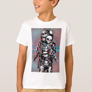 Kosmiskt Skalle Astronaut i Hypnotisk Konst T Shirt