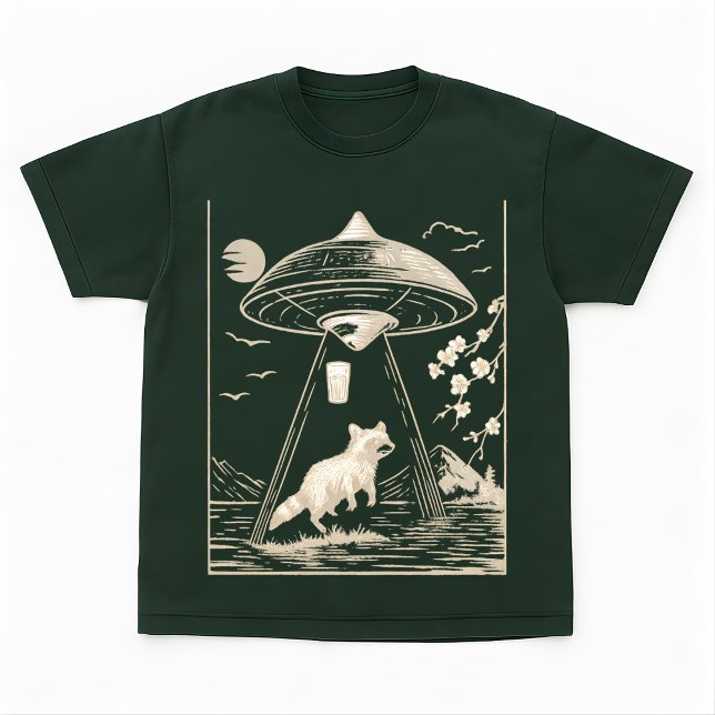 Kosmiskt SkogsTvättbjörn UFO Design Tröja (Skapare uppladdad)
