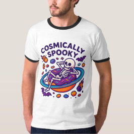 Kosmiskt Skräckinjagande Design Utrymme Skelett Ha T Shirt