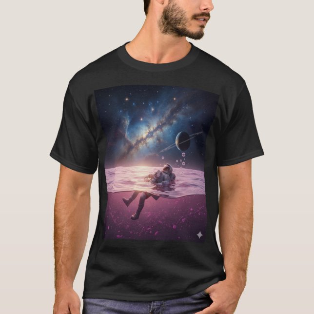 Kosmiskt Solnedgångsastronaut T-Shirt (Framsida)