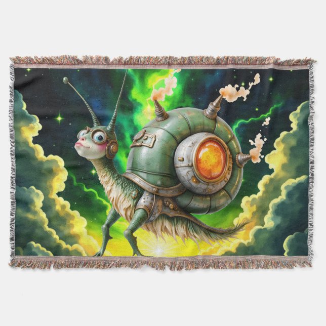 Kosmiskt Steampunk Snigelfågel – Neon Drömvarelse. Filt (Framsidan)