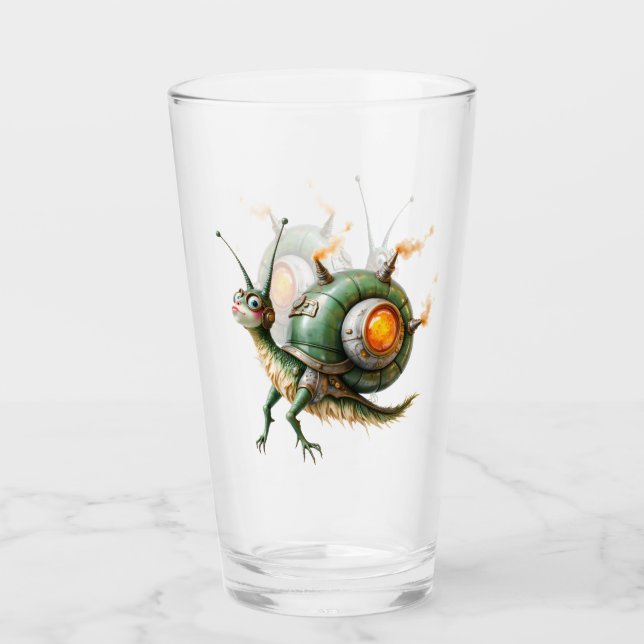 Kosmiskt Steampunk Snigelfågel – Neon Drömvarelse. Glaskopp (Framsida)