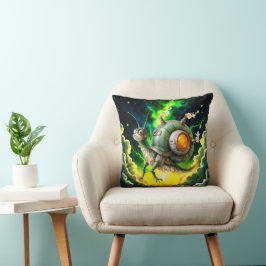 Kosmiskt Steampunk Snigelfågel – Neon Drömvarelse. Kudde