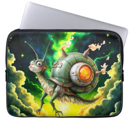 Kosmiskt Steampunk Snigelfågel – Neon Drömvarelse. Laptop Fodral