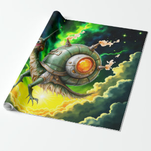 Kosmiskt Steampunk Snigelfågel – Neon Drömvarelse. Presentpapper