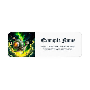 Kosmiskt Steampunk Snigelfågel – Neon Drömvarelse. Returadress Etikett