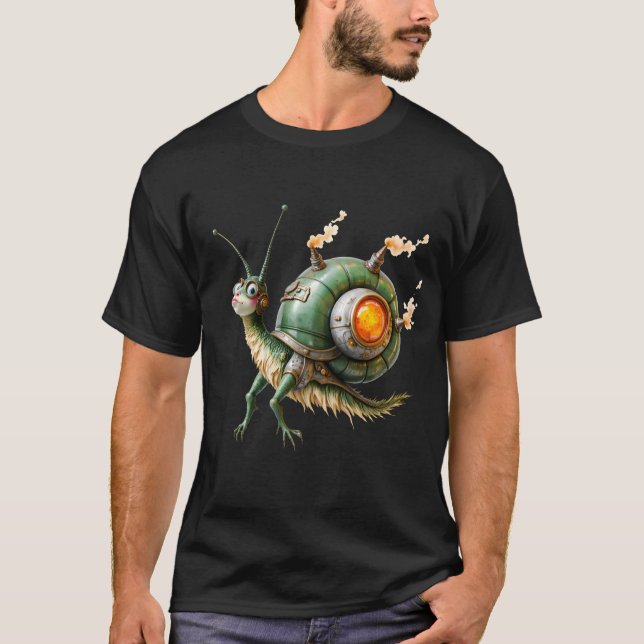 Kosmiskt Steampunk Snigelfågel – Neon Drömvarelse. T Shirt (Framsida)