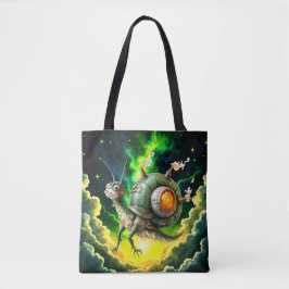 Kosmiskt Steampunk Snigelfågel – Neon Drömvarelse. Tygkasse