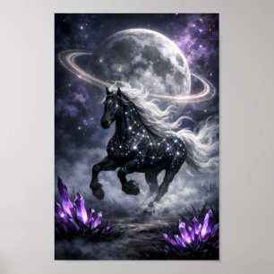 Kosmiskt Stjärnbilder Måne Ring Kristall Fa Poster