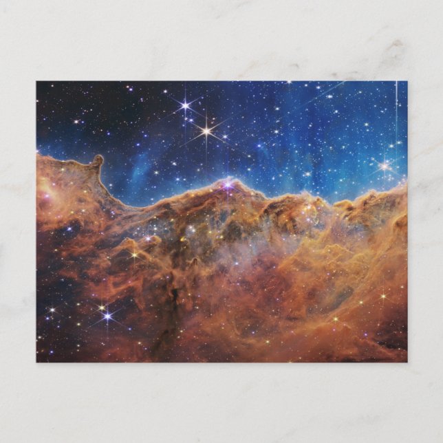 Kosmiskt stup Carina-nebulosan Rymd Webb-teleskope Vykort (Framsida)