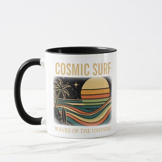 Kosmiskt Surf Retro Wave • Vintage Solnedgång Surf Mugg (Vänster)