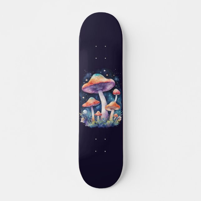 Kosmiskt Svampvattenfärgskonststil Mini Skateboard Bräda 18,5 Cm (Framsida)