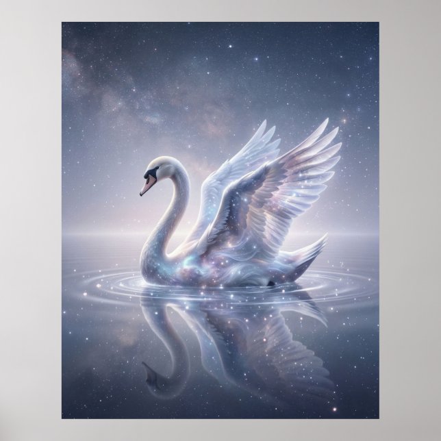 Kosmiskt Svan Spegel Sjö Poster (Framsidan)