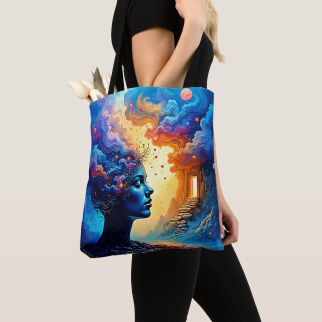 Kosmiskt tänkesätt tygkasse (Närbild)