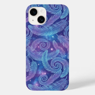 Kosmiskt teal-lila fjädervirvelmönster