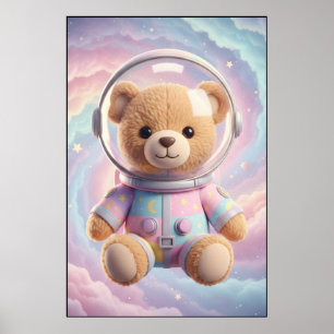 Kosmiskt Teddy Astronaut Konst Poster